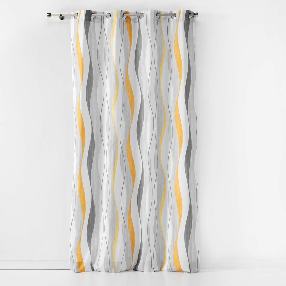 Sárga-fehér függöny 140x260 cm Ondulys – douceur d'intérieur