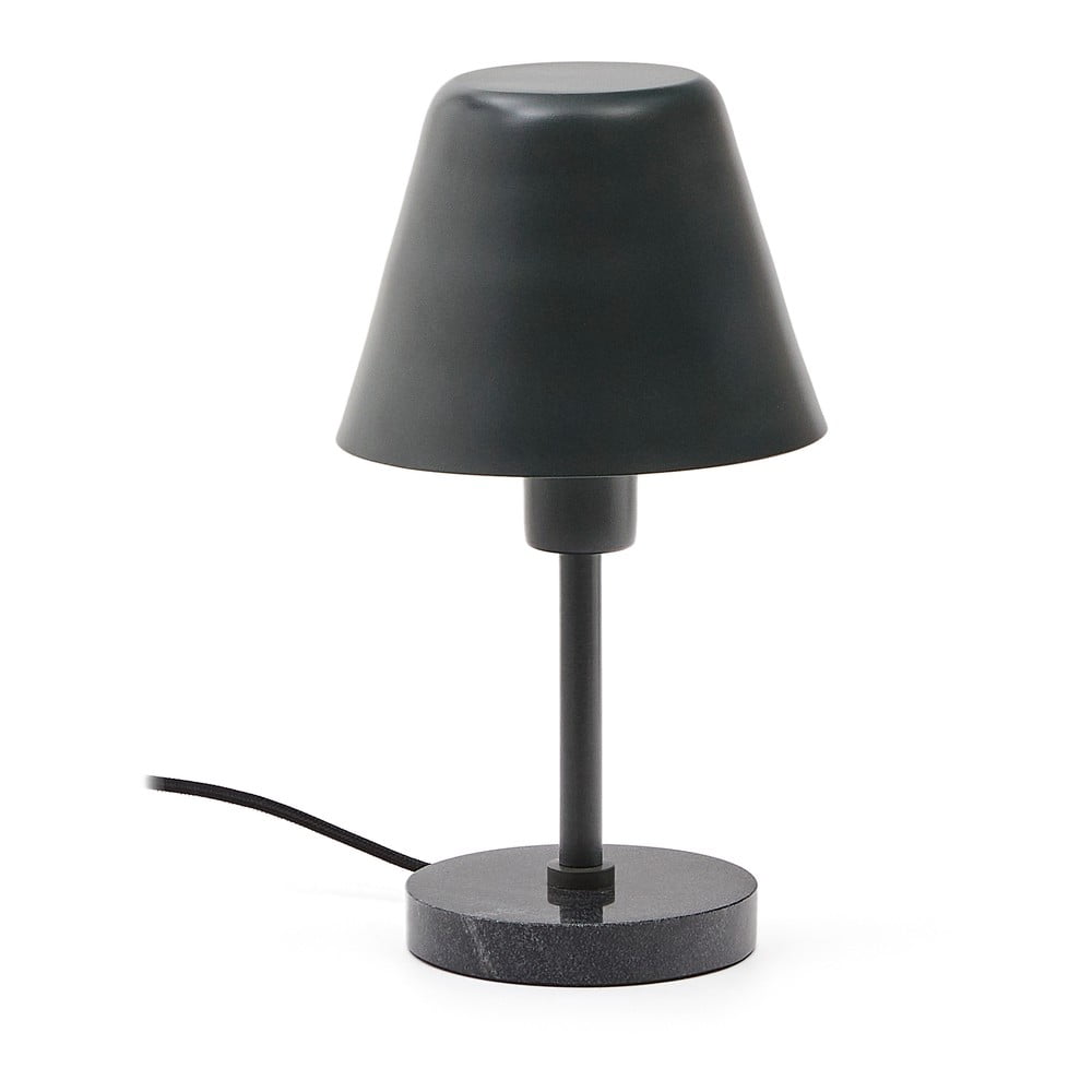 Sötétzöld-fekete márvány asztali lámpa fém búrával (magasság 32 cm) Calina – Kave Home