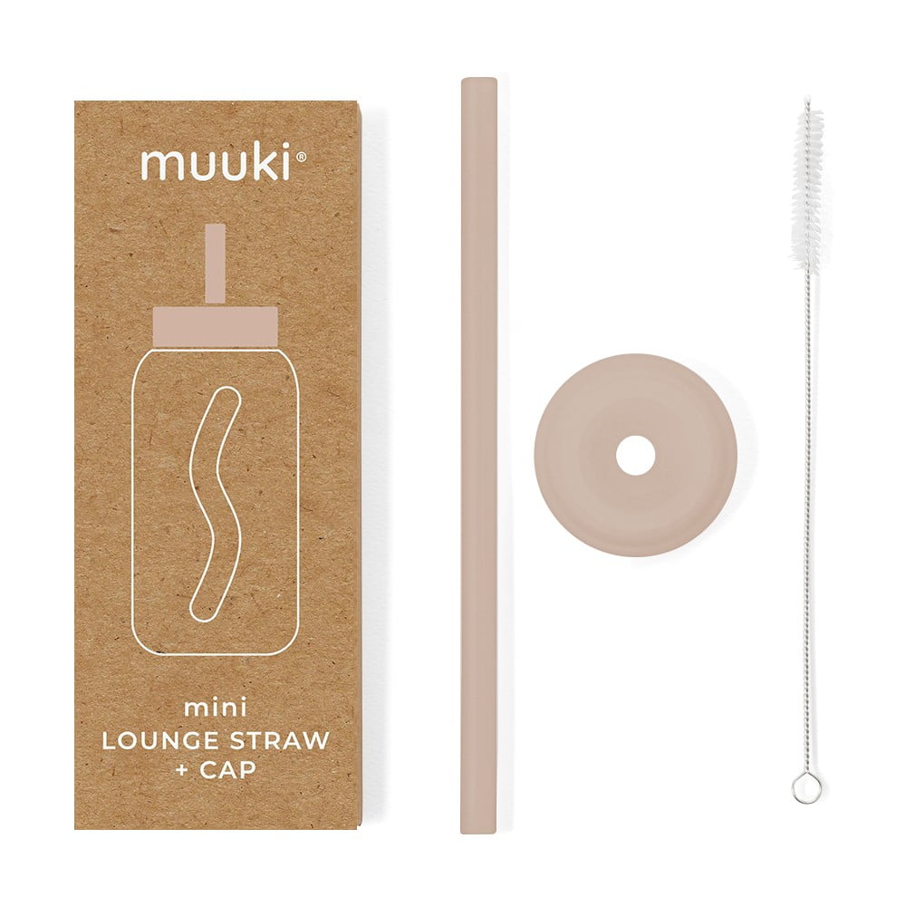 Szilikon szívószál tisztítókefével-fedéllel Desert Rose Mini – Muuki