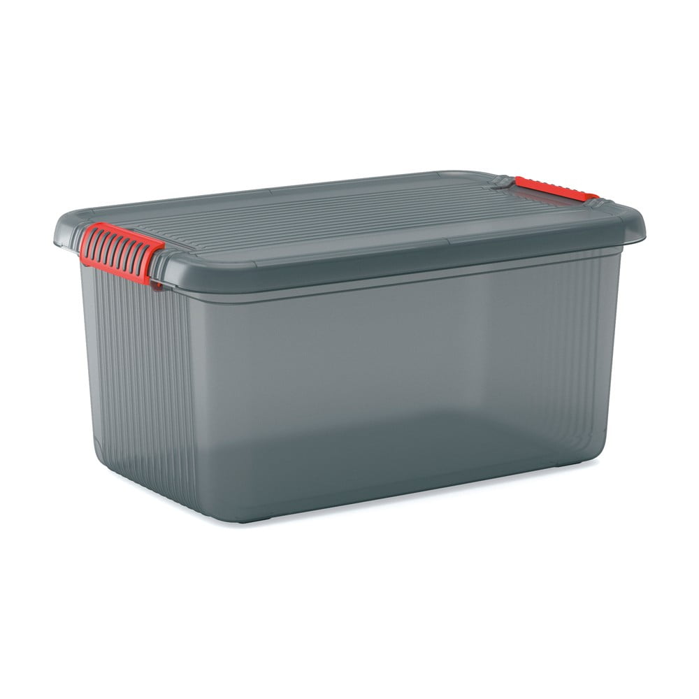 Szürke fedeles műanyag tárolódoboz 59x39x28 cm K Latch Box – KIS