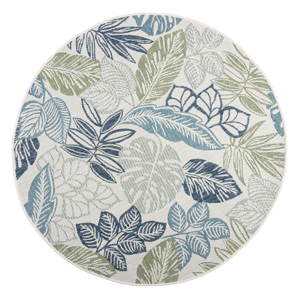 Zöld-kék kerek kültéri-beltéri szőnyeg ø 160 cm Bella Leaf – Flair Rugs