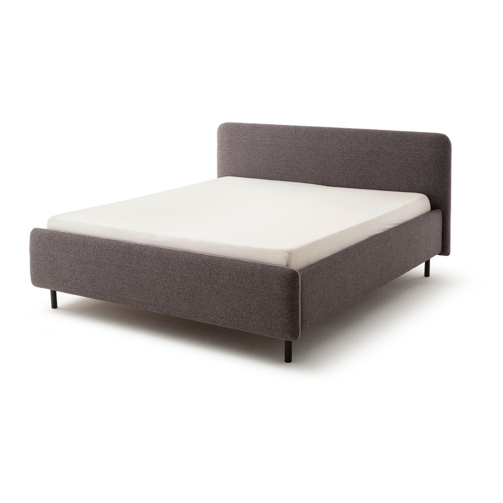 Antracitszürke kárpitozott ágyneműtartós franciaágy ágyráccsal 160x200 cm Primo – Meise Möbel
