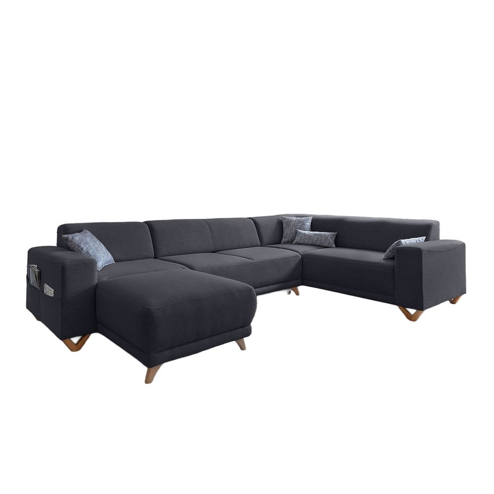 Antracitszürke kinyitható-tárolóhelyes sarokkanapé (jobb oldali-U alakú) Classy Sophie – Miuform