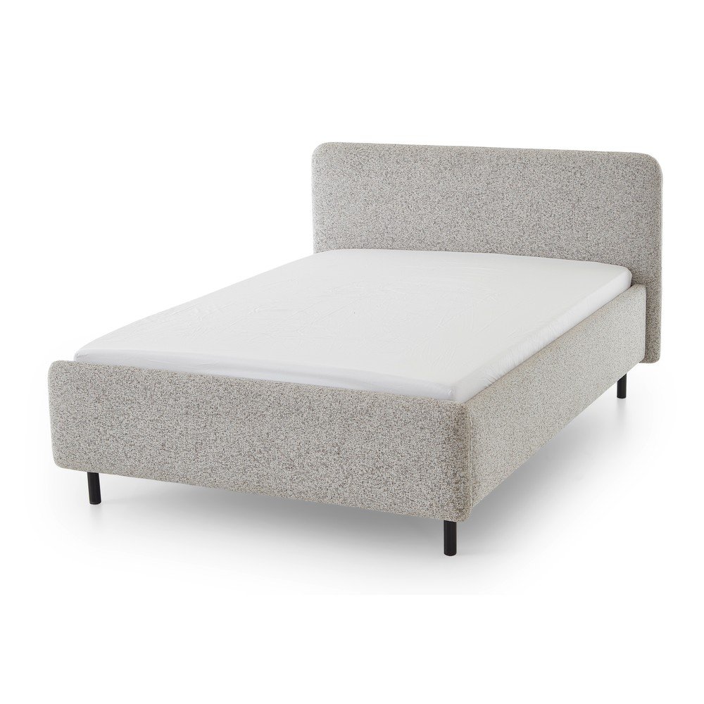 Bézs kárpitozott ágyneműtartós franciaágy ágyráccsal 180x200 cm Primo – Meise Möbel