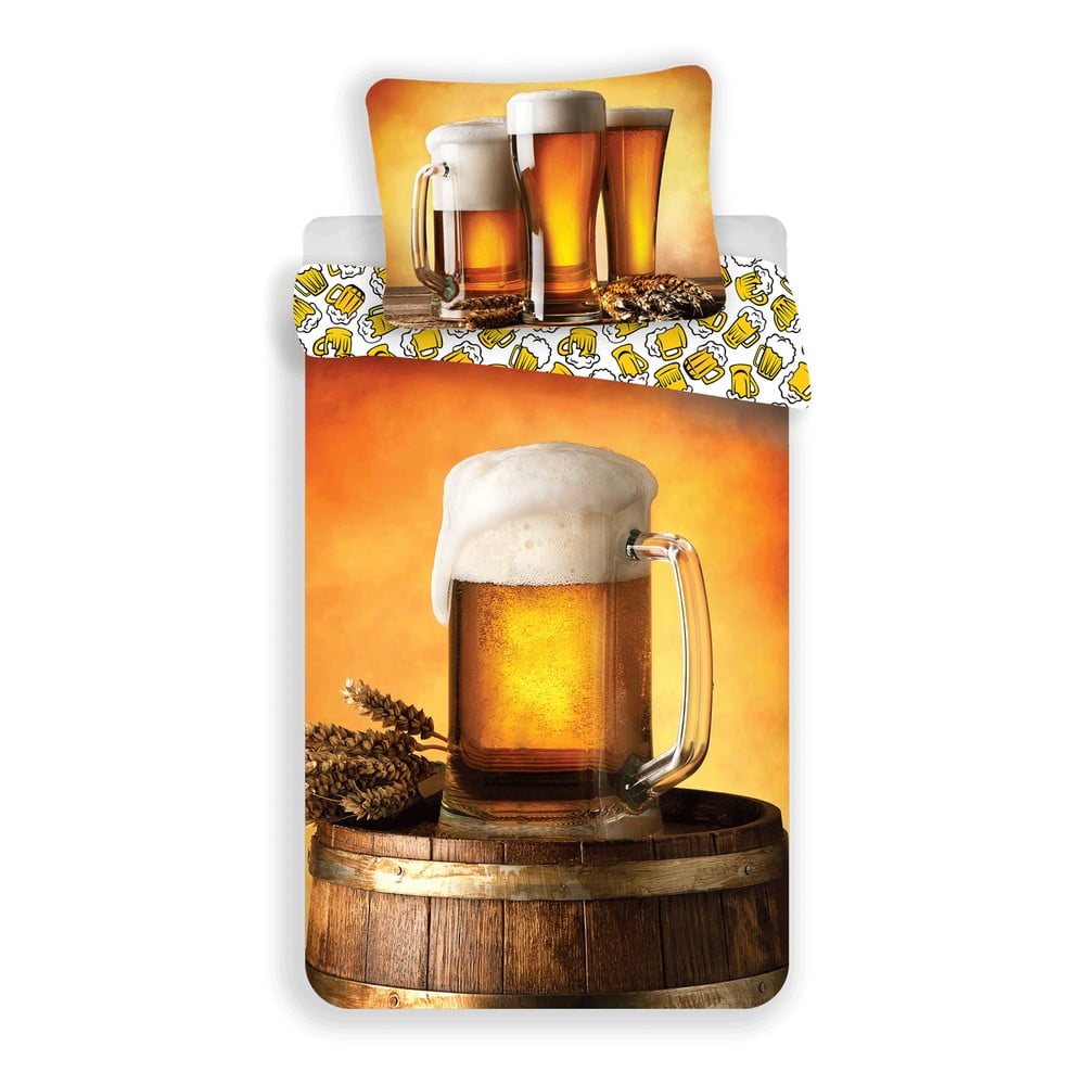 Borostyán színű egyszemélyes pamut ágyneműhuzat 140x200 cm Beer – Jerry Fabrics