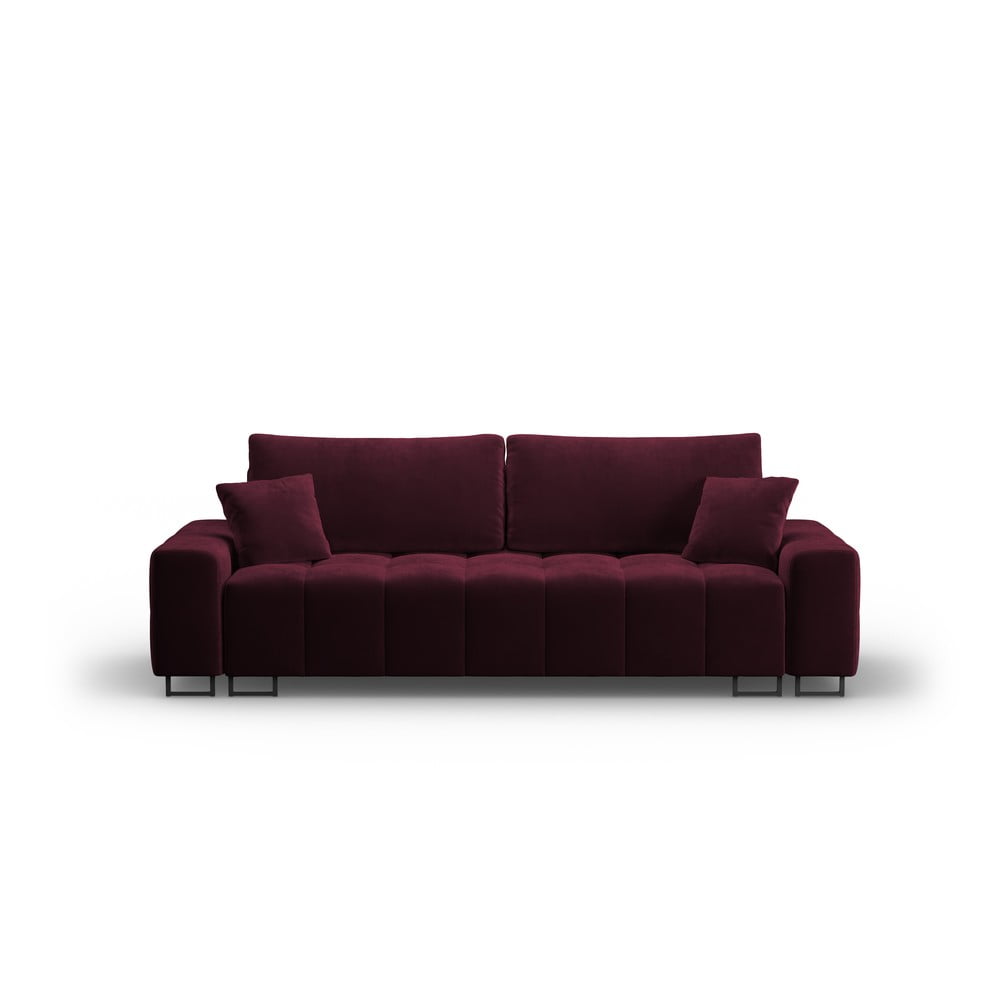 Borvörös bársony kinyitható tárolóhelyes kanapé 250 cm Wicklow – Cosmopolitan Design