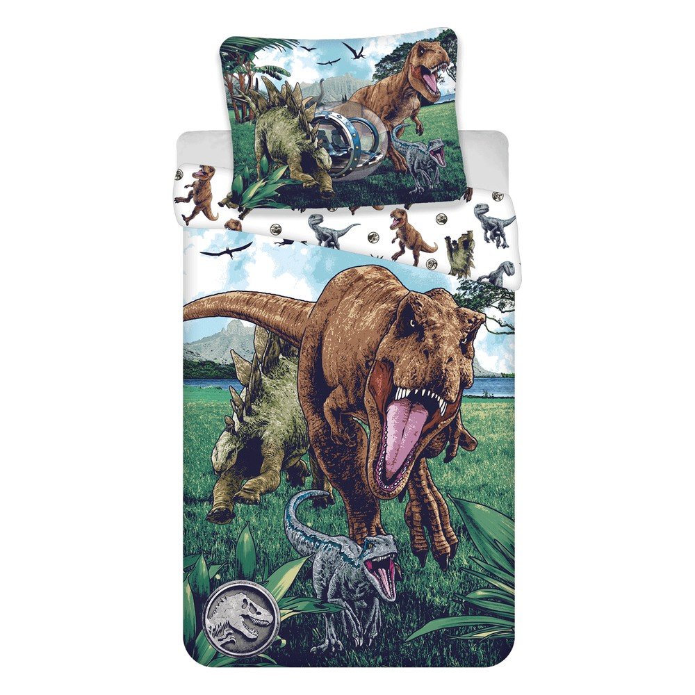Egyszemélyes pamut gyerek ágyneműhuzat 140x200 cm Jurassic World "Trio" – Jerry Fabrics
