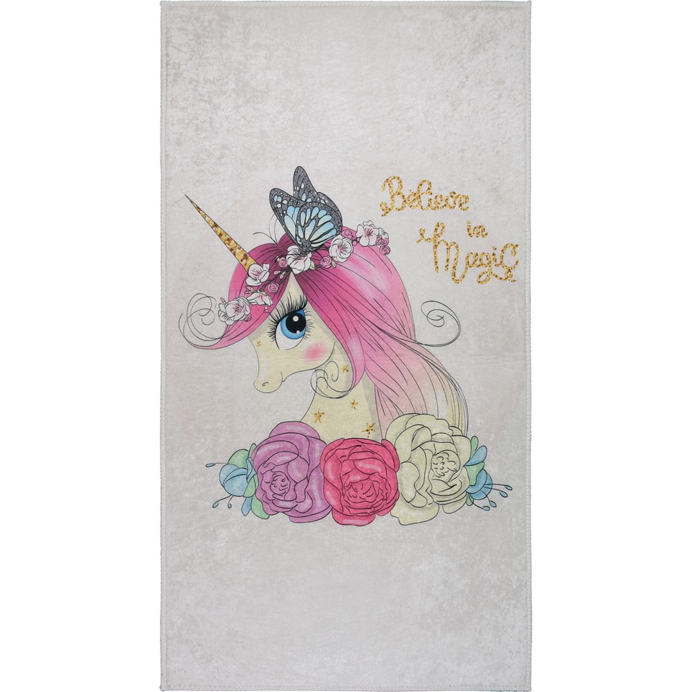 Elefántcsont színű mosható gyerek szőnyeg 120x180 cm Cute Unicorn – Vitaus