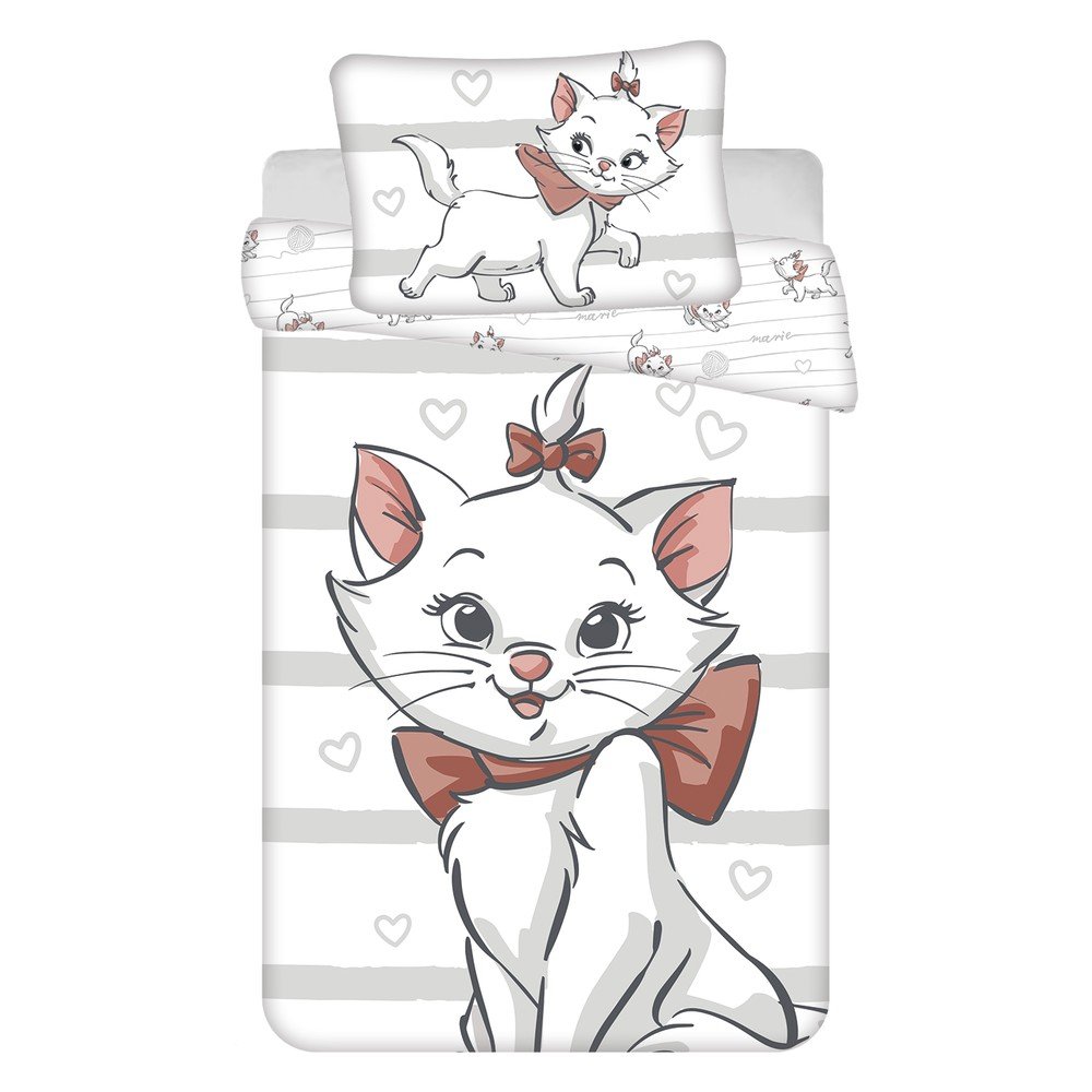Fehér pamut gyerek ágyneműhuzat babaágyhoz 100x135 cm Marie Cat "Bow" – Jerry Fabrics