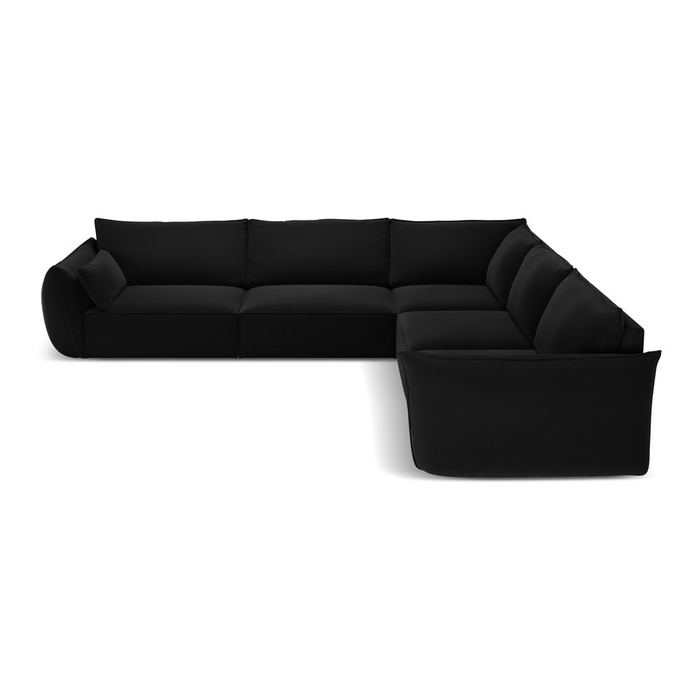 Fekete bársony sarokkanapé Vanda – Mazzini Sofas