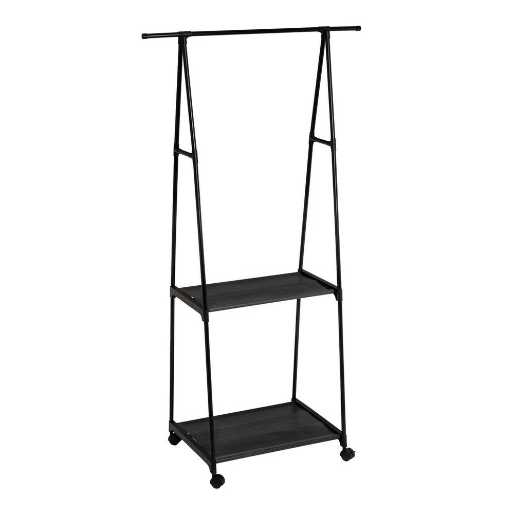 Fekete fém gurulós ruhatartó állvány 84x43x156 cm – Casa Selección