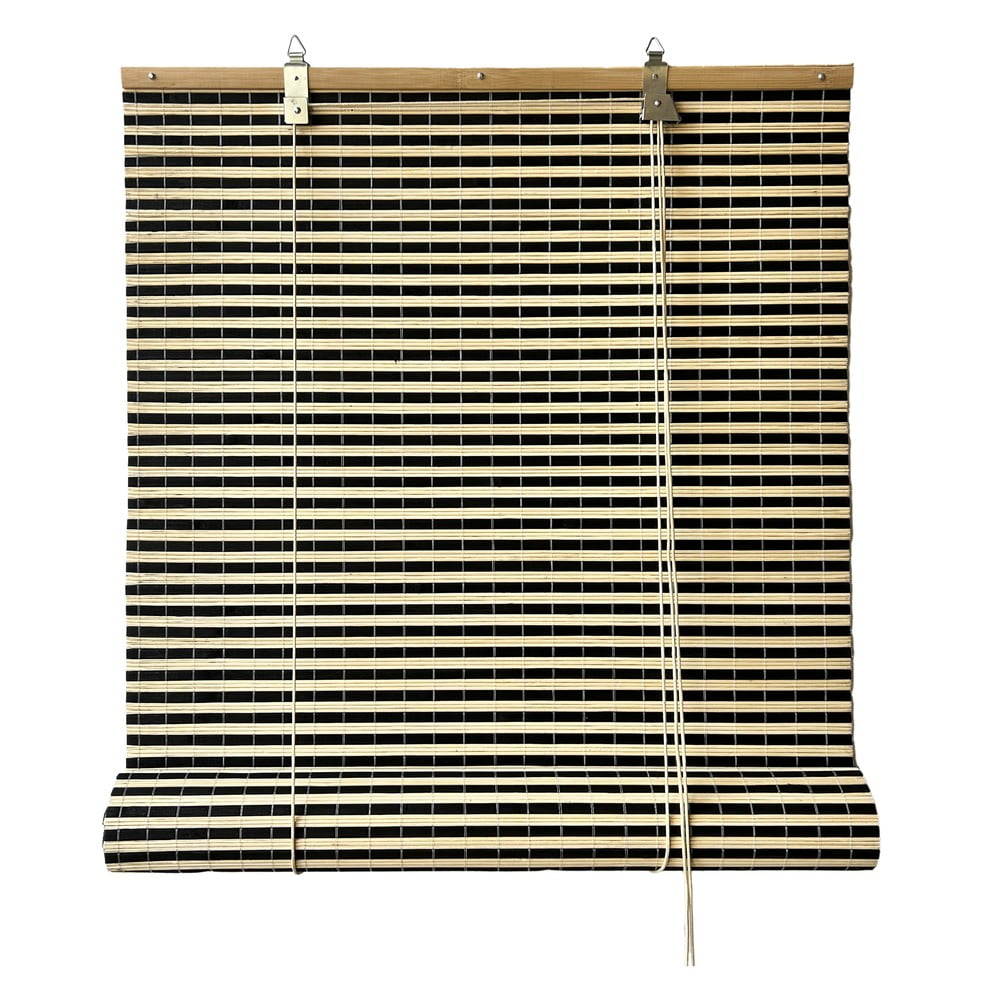 Fekete-natúr színű bambusz roló 100x160 cm Vela – Gardinia