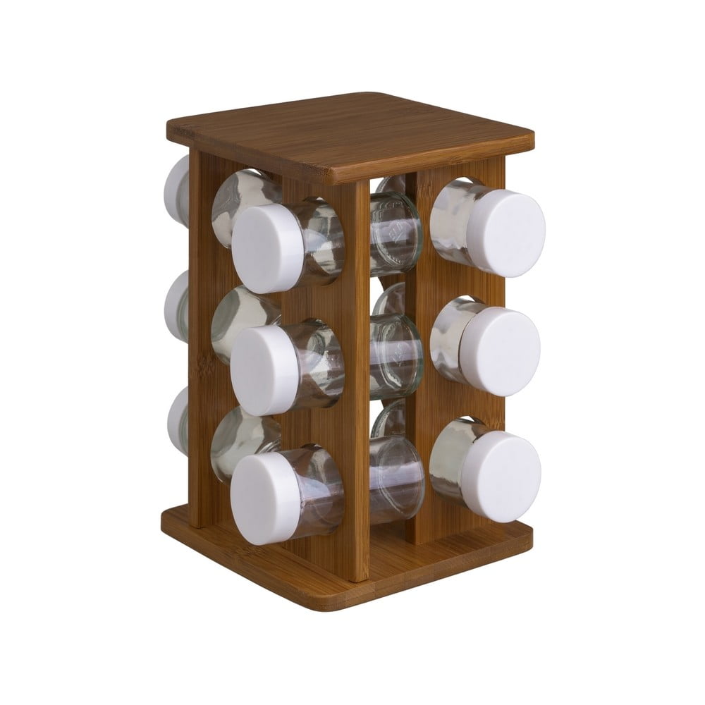 Fűszertartó készlet 12 db-os állvánnyal Bamboo Walnut – Casa Selección