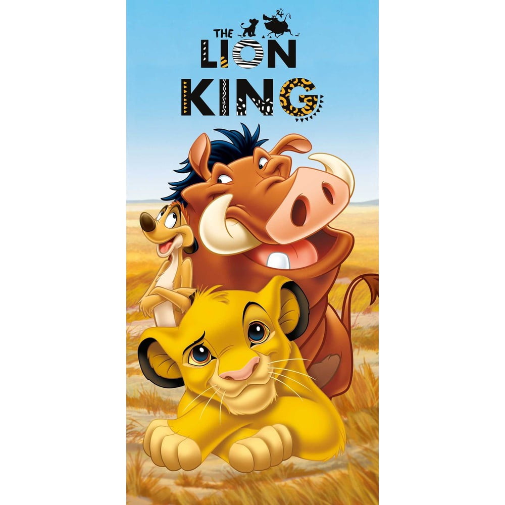 Kék-barna pamut gyerek fürdőlepedő 70x140 cm Lion King – Jerry Fabrics