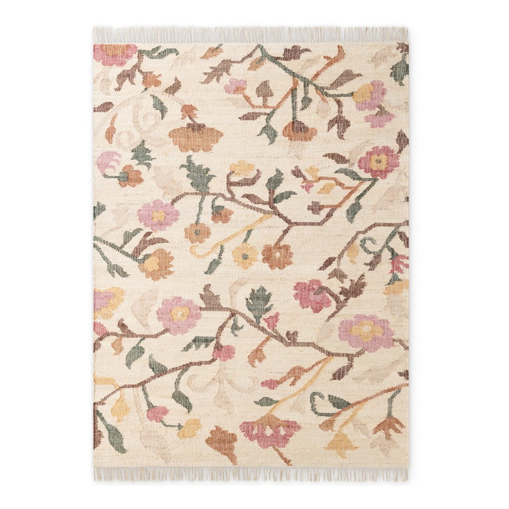 Krémszínű kézi szövésű juta szőnyeg 80x150 cm Roya Violette – Elle Decoration