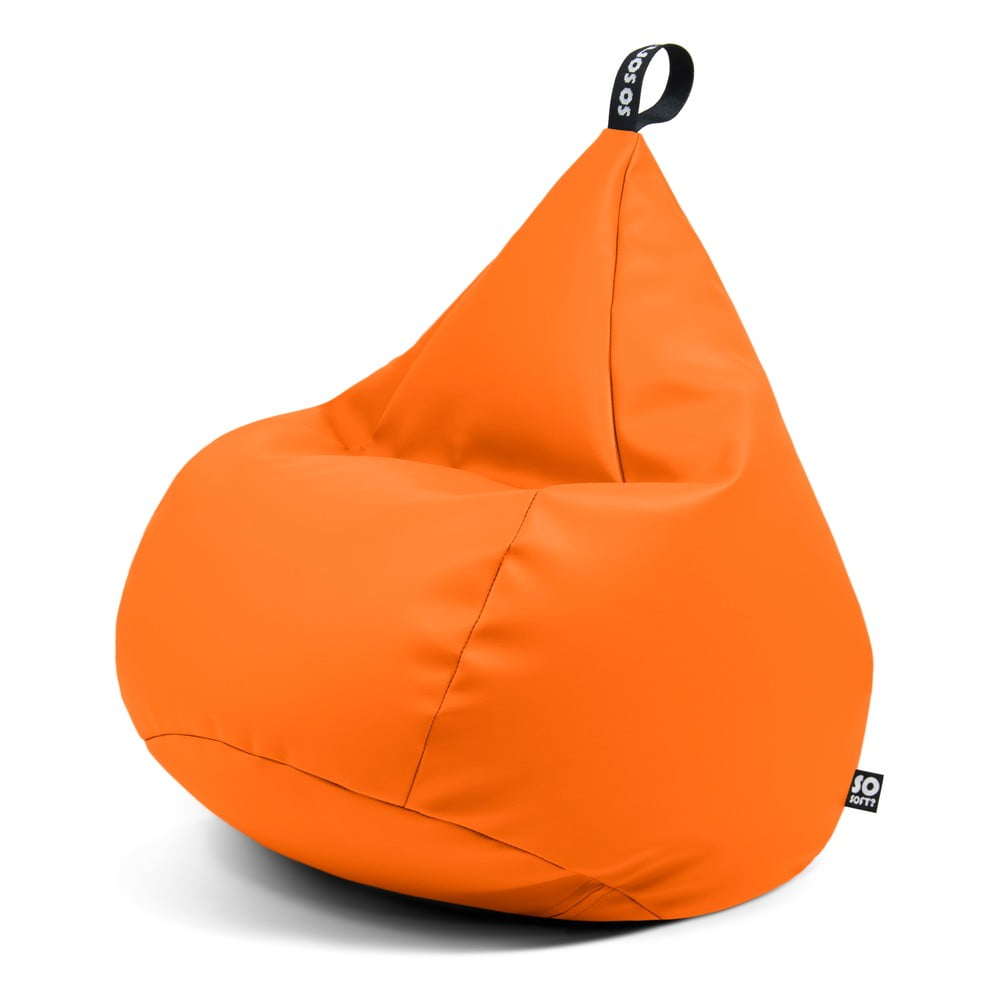 Narancssárga bőrutánzat babzsákfotel Drop XL – So Soft?