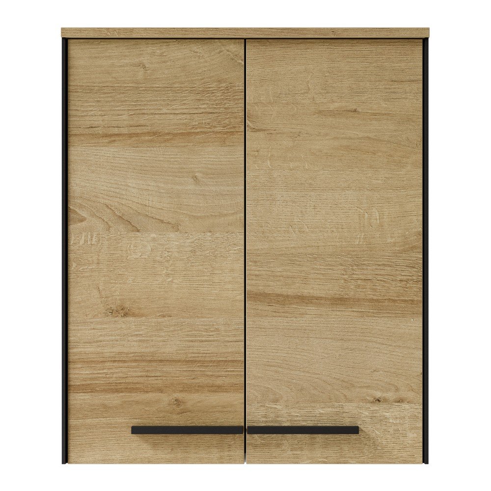 Natúr színű fali fürdőszoba szekrény tölgyfa dekorral 72x60 cm Quickset 395 – Pelipal