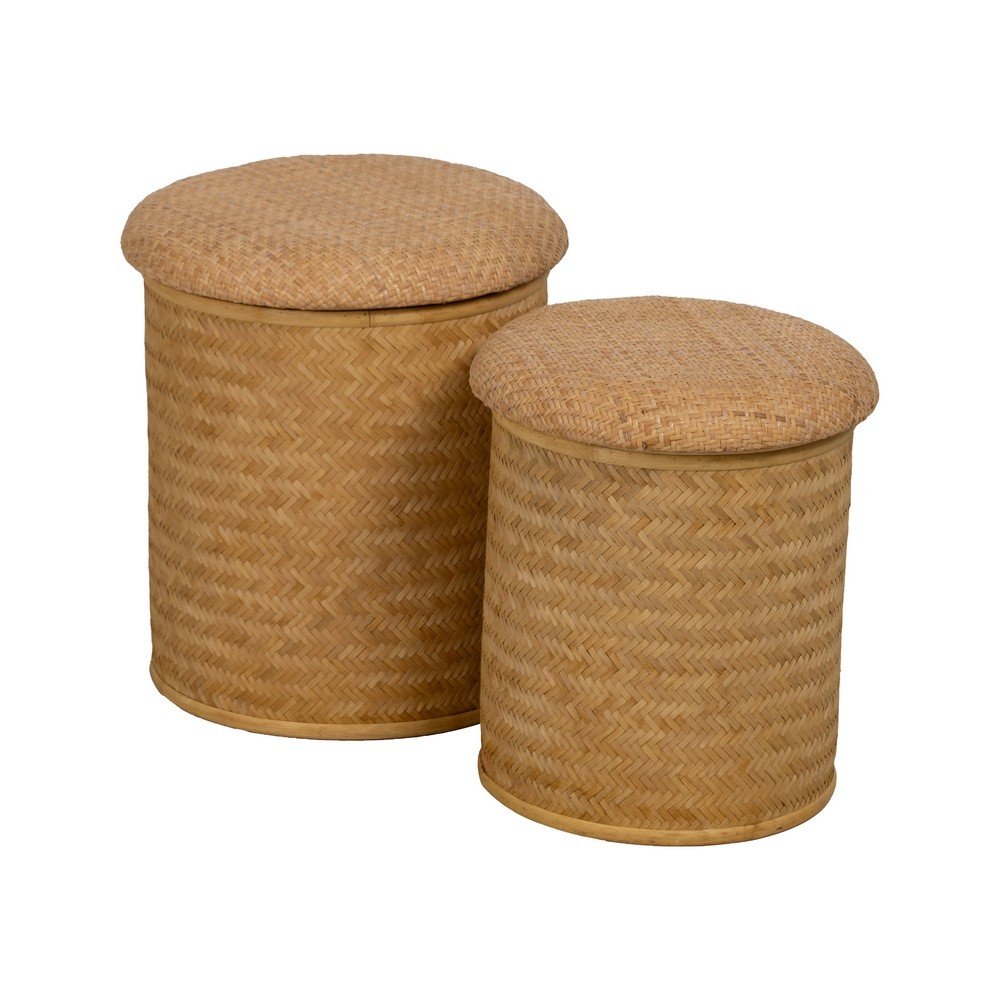 Natúr színű kötött puff Rattan – Ixia