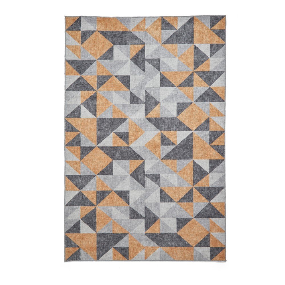 Okkersárga-szürke mosható szőnyeg 122x170 cm Coral Yellow&Grey – Think Rugs