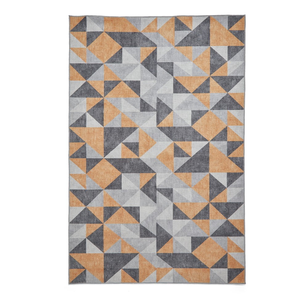 Okkersárga-szürke mosható szőnyeg 76x150 cm Coral Yellow&Grey – Think Rugs
