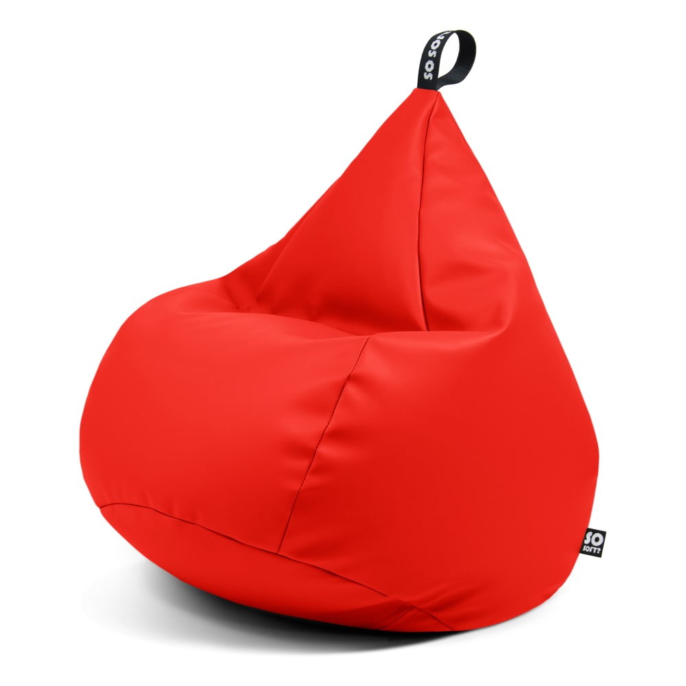 Piros bőrutánzat babzsákfotel Drop L – So Soft?