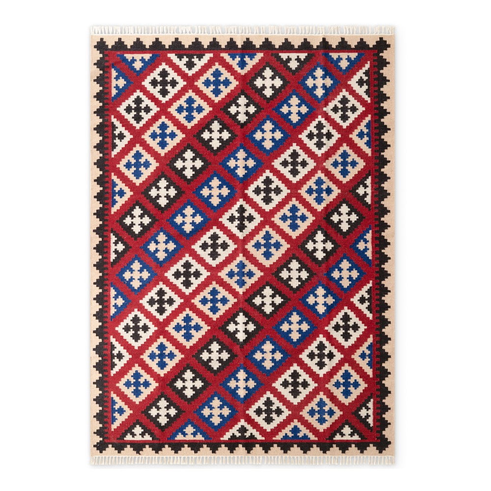 Piros kétoldalas kézi szövésű gyapjú szőnyeg 200x290 cm Kamal Rami – Nouristan