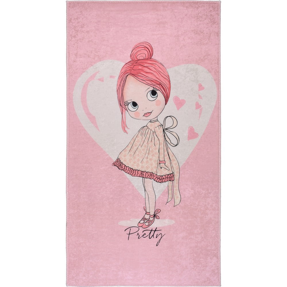 Rózsaszín mosható gyerek szőnyeg 80x120 cm Pretty Girl – Vitaus
