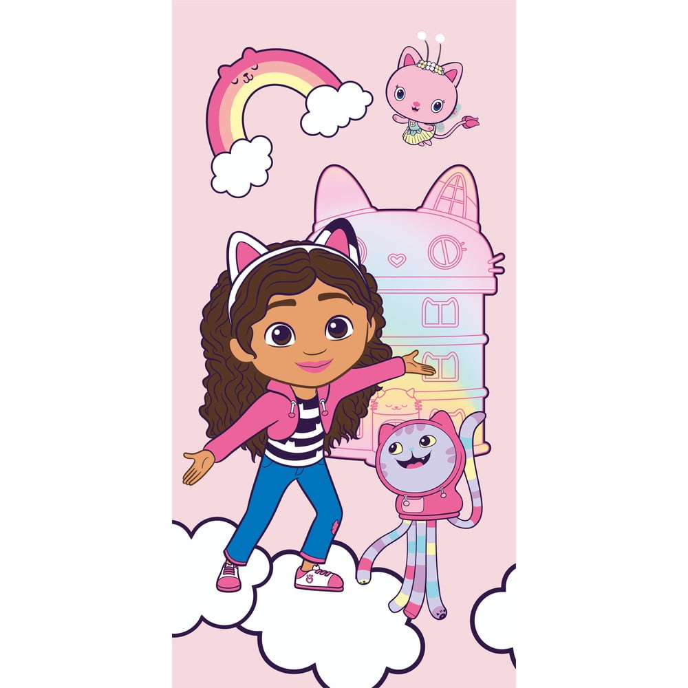 Rózsaszín pamut gyerek fürdőlepedő 70x140 cm Gabby´s Dollhouse – Jerry Fabrics