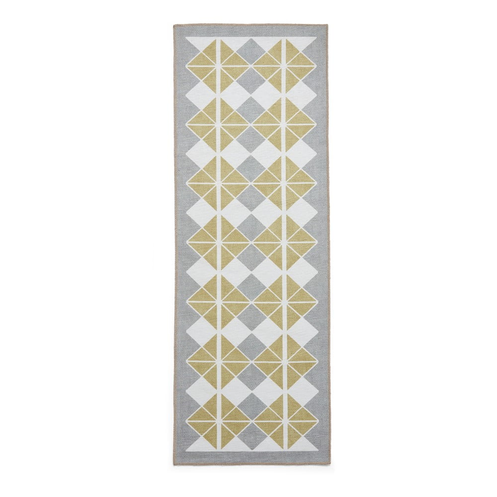 Sárga-szürke mosható futószőnyeg 61x170 cm Victoria Yellow – Think Rugs