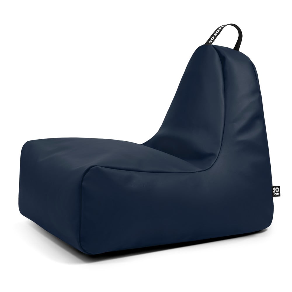 Sötétkék bőrutánzat babzsákfotel Chill L – So Soft?