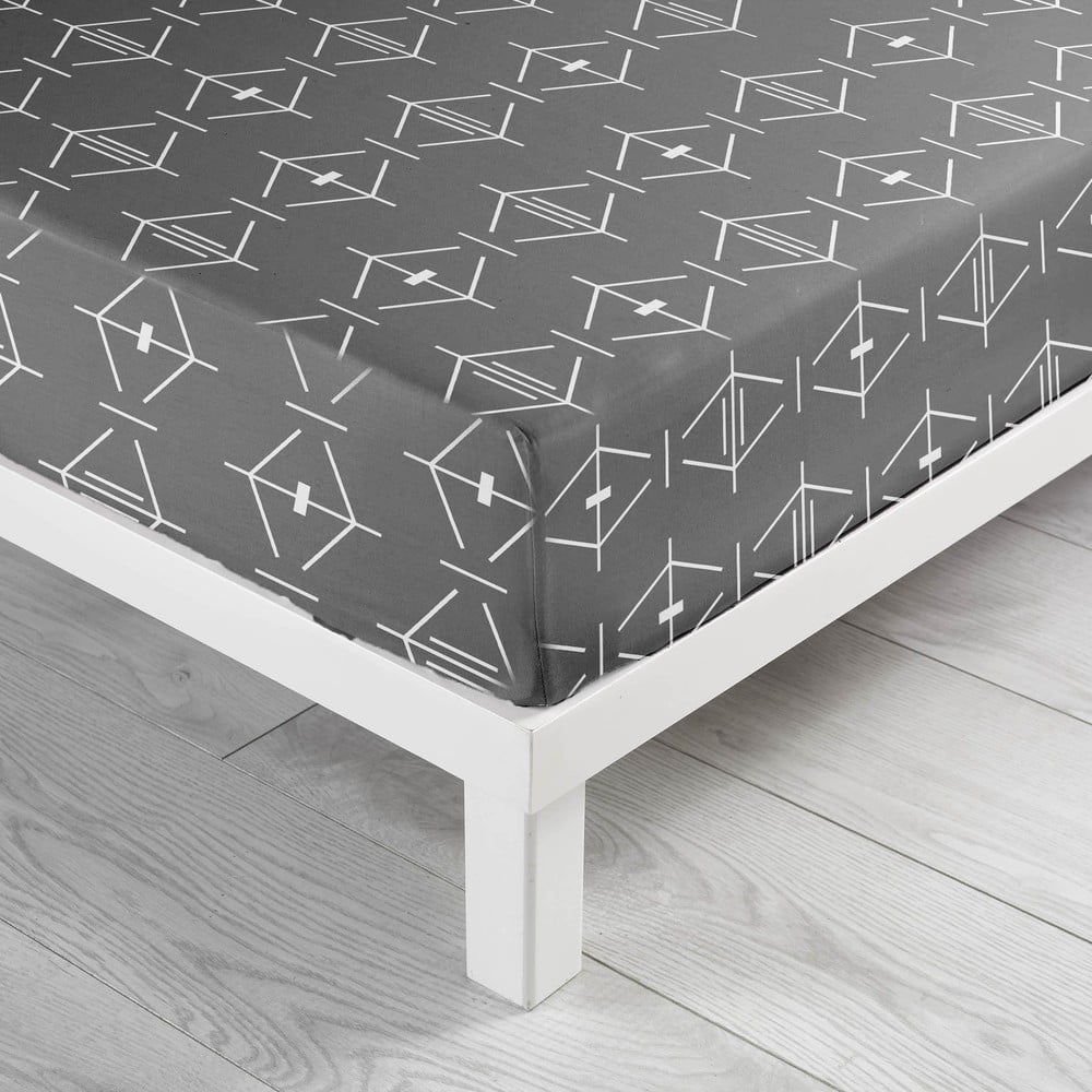 Sötétszürke gumis pamut lepedő 90x190 cm Aristide – douceur d'intérieur