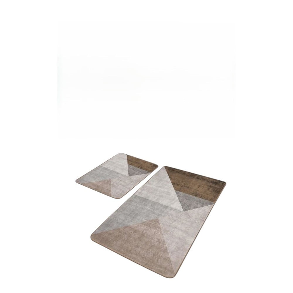 Szürke-barna bársony fürdőszobai kilépő szett 2 db-os 60x100 cm – Mila Home