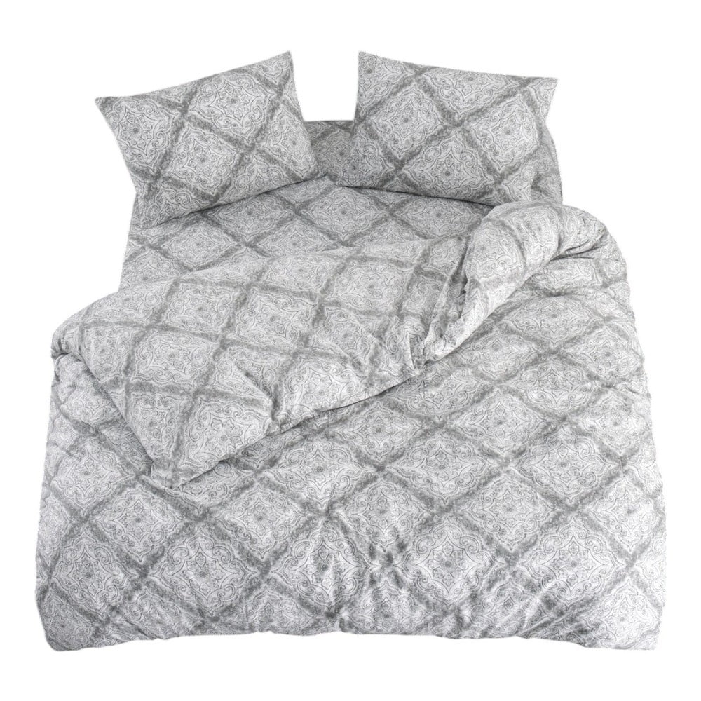 Szürke kétszemélyes-hosszabbított ágyneműhuzat lepedővel-négyrészes 200x220 cm Geometric – Mila Home