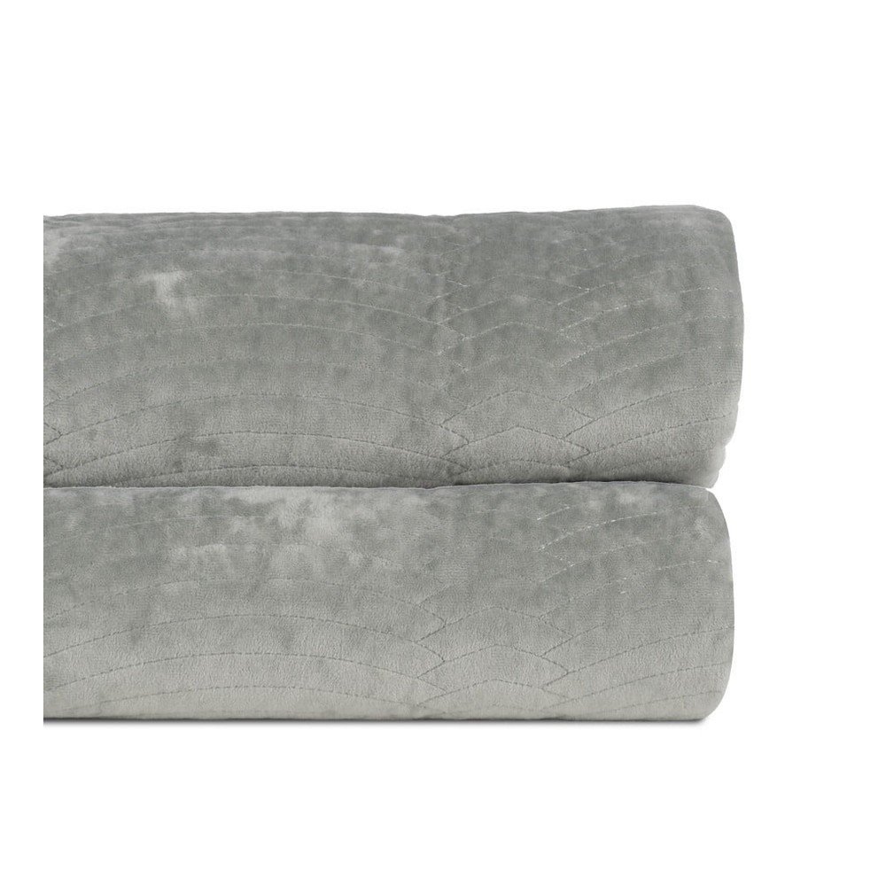 Szürkészöld bársony steppelt ágytakaró 230x260 cm – Ixia