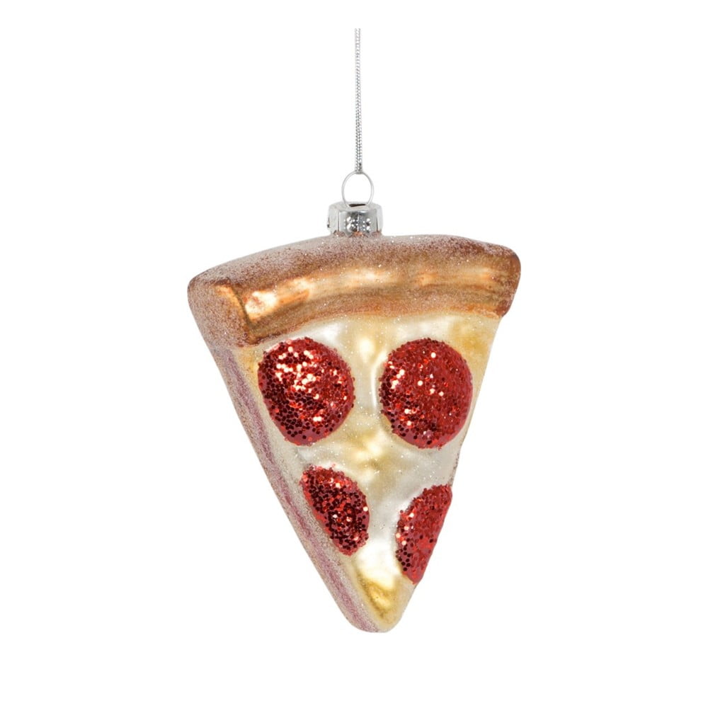 Üveg kézzel készített karácsonyfadísz 10 cm Pizza Slice – Sass & Belle