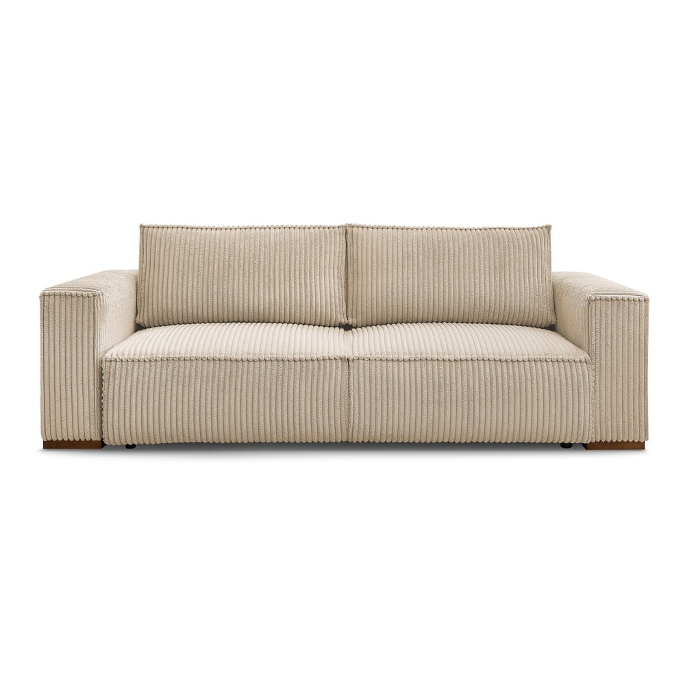 Világosbarna kordbársony kinyitható-tárolóhelyes kanapé 244 cm Chelsea – Bobochic Paris