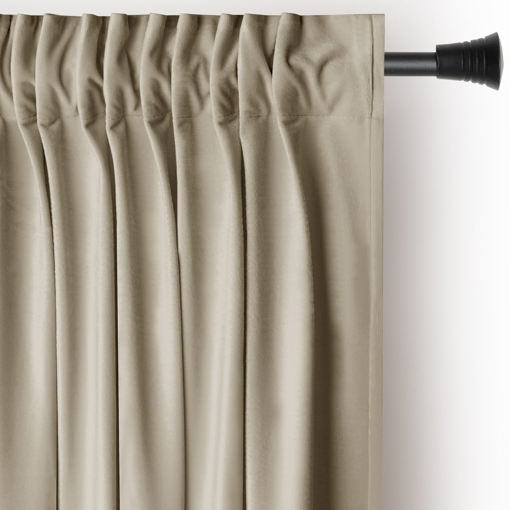 Barna-bézs bársony dimout (részleges sötétítő) függöny 140x245 cm Pleat – Restilo