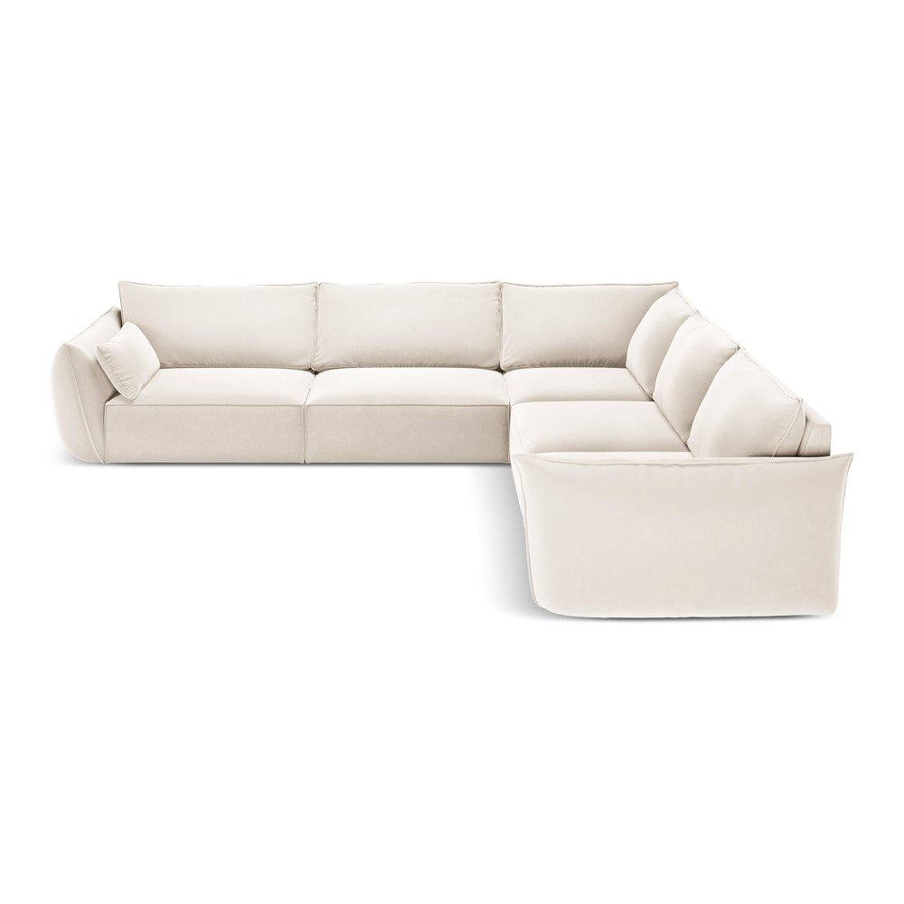 Bézs bársony sarokkanapé Vanda – Mazzini Sofas