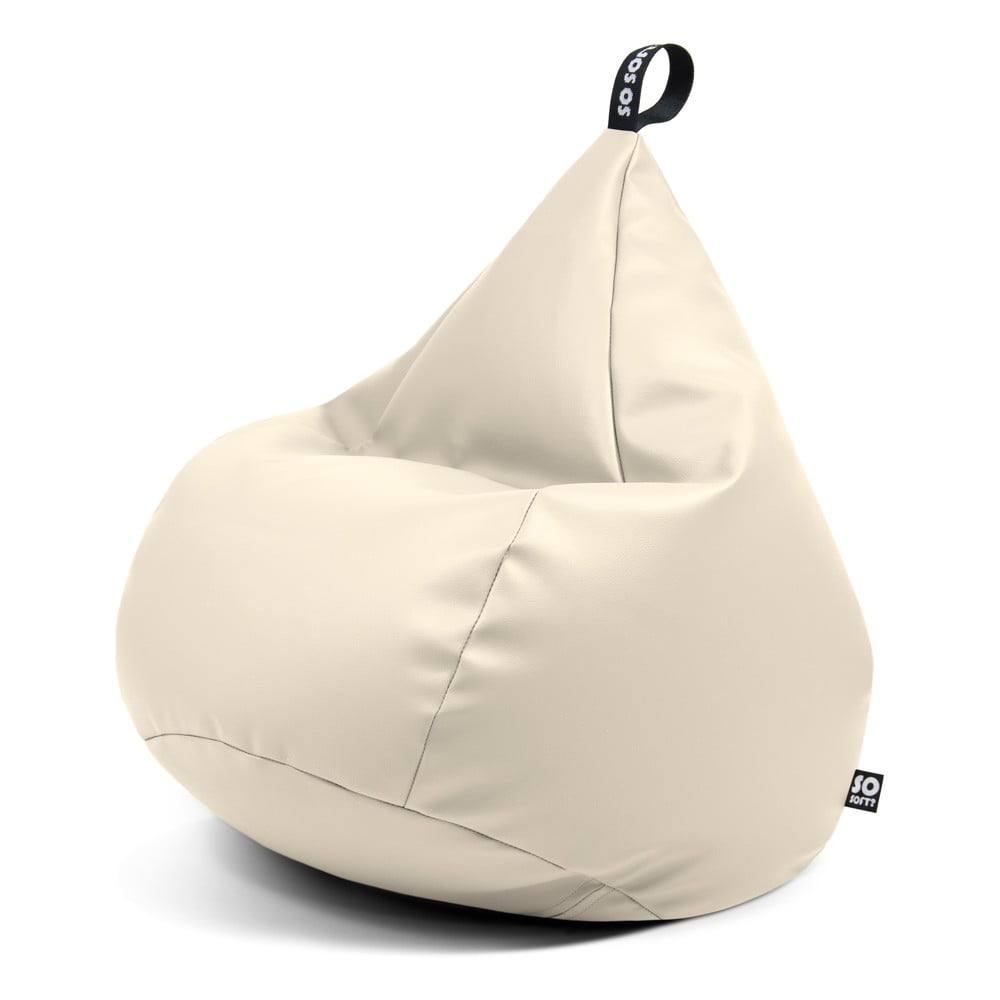 Bézs bőrutánzat babzsákfotel Drop XL – So Soft?