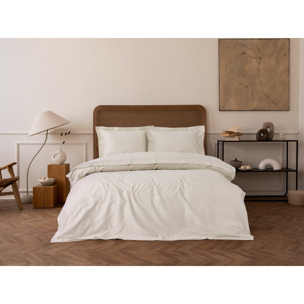 Bézs kétszemélyes hosszabbított pamut-szatén ágyneműhuzat 240x220 cm Elegant – Mijolnir