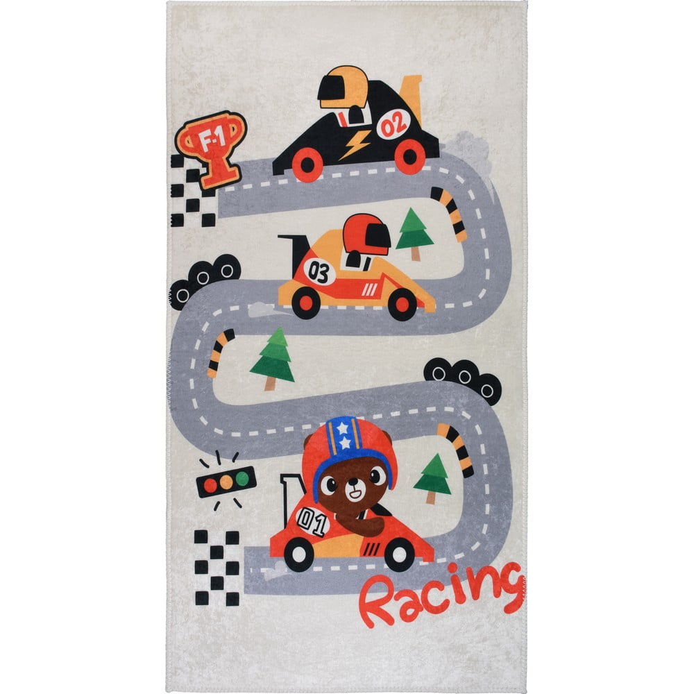 Elefántcsont színű mosható gyerek játszószőnyeg 120x180 cm Race Time – Vitaus