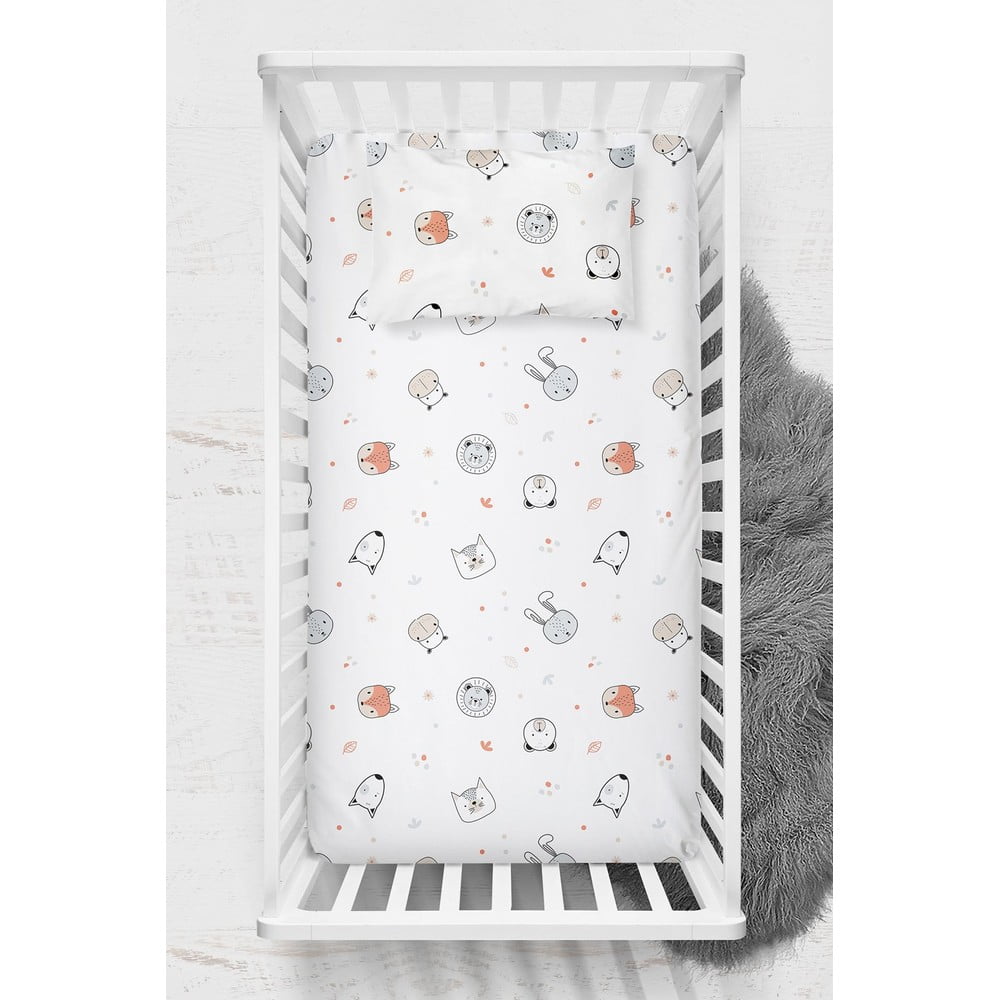 Fehér gumis renforcé pamut gyerek lepedő babaágyhoz 70x120 cm Safari – Mijolnir