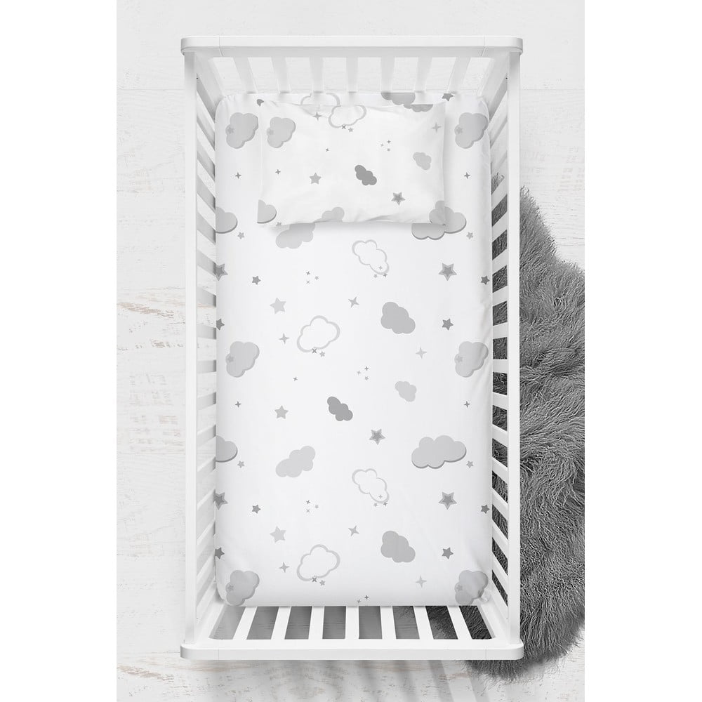 Fehér renforcé pamut gyerek lepedő babaágyhoz 100x150 cm Bulut – Mijolnir