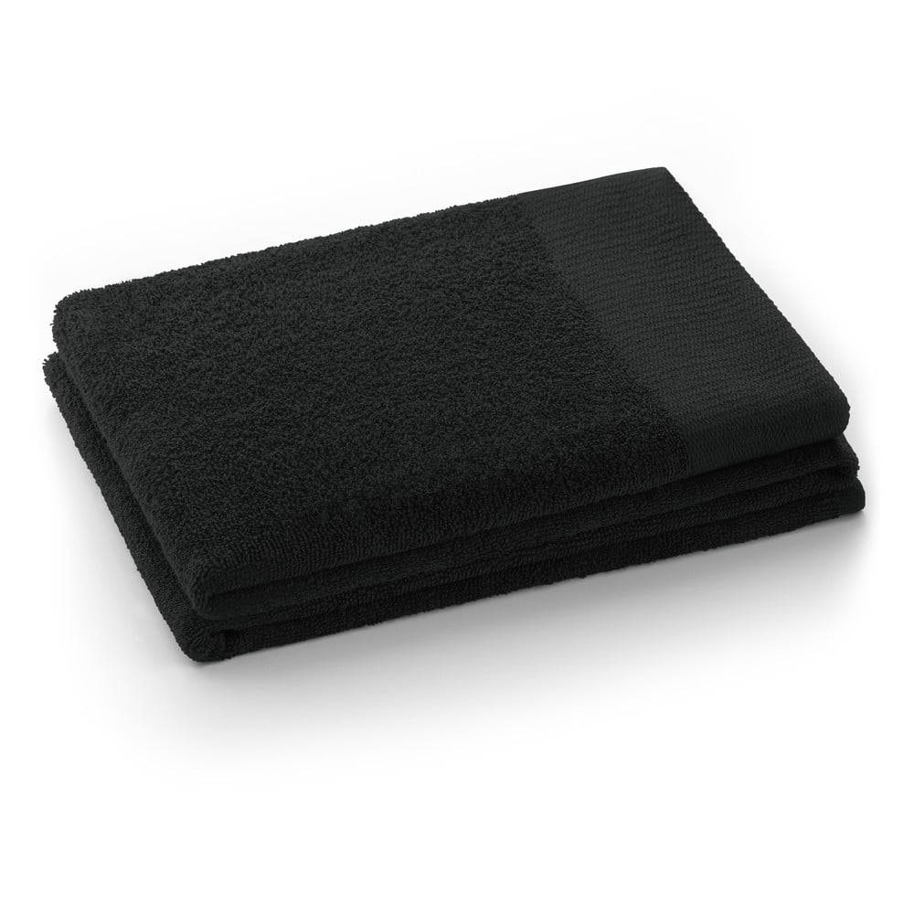 Fekete frottír pamut törölköző 30x50 cm Amari – Restilo