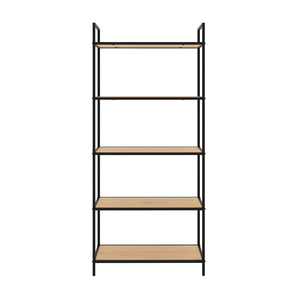 Fekete-natúr színű polcos állvány tölgyfa dekorral 70x156x35 cm Altino – Unique Furniture