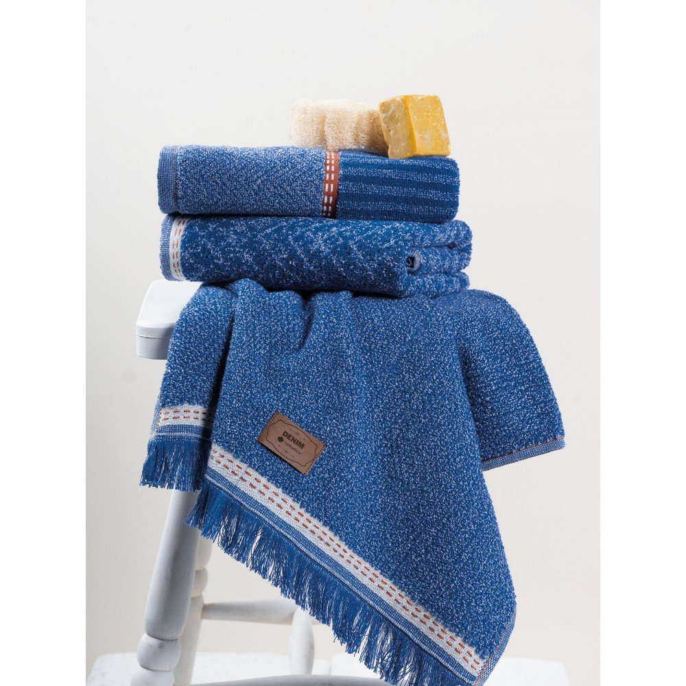 Kék törölköző szett 3 db-os 50x90 cm Denim – Foutastic