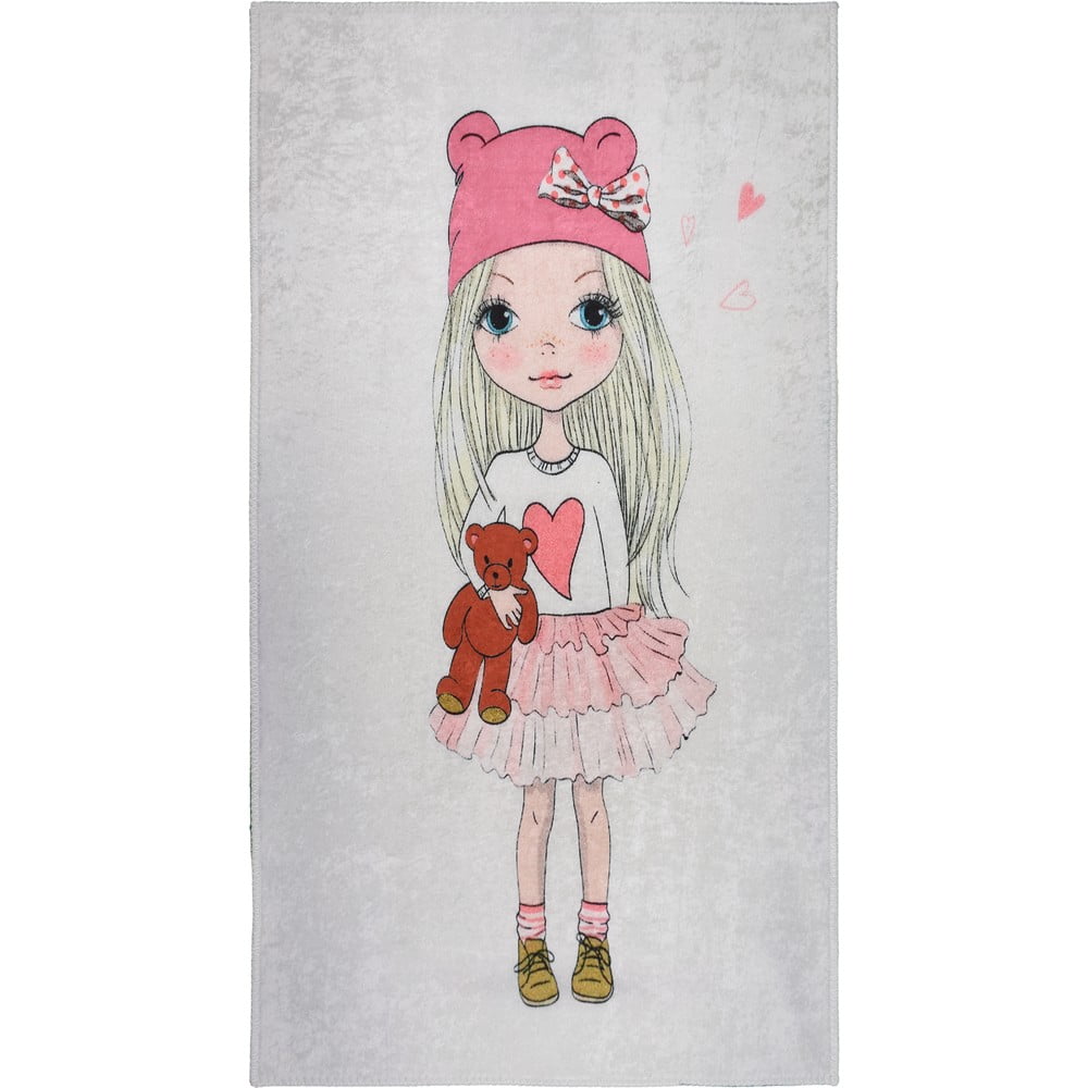 Mosható gyerek szőnyeg 160x230 cm Cute Girl and the Bear – Vitaus