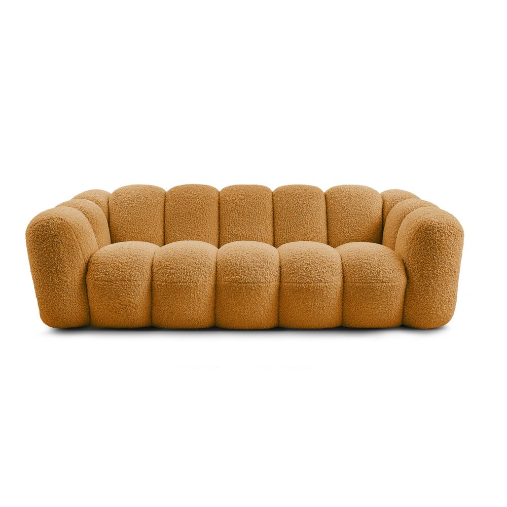 Mustársárga buklé kanapé 232 cm Hippolyte – Bobochic Paris