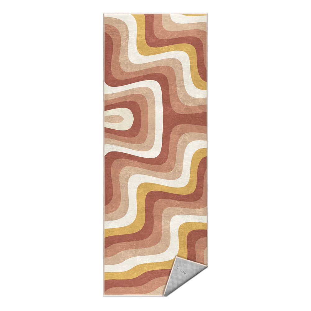 Okkersárga-törtrózsaszín mosható futószőnyeg 80x200 cm Creamy Strawberry Swirl – Mila Home