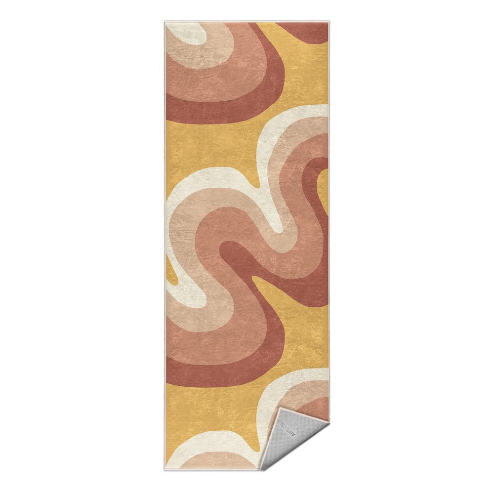 Okkersárga-törtrózsaszín mosható futószőnyeg 80x200 cm Strawberry Creamsicle – Mila Home